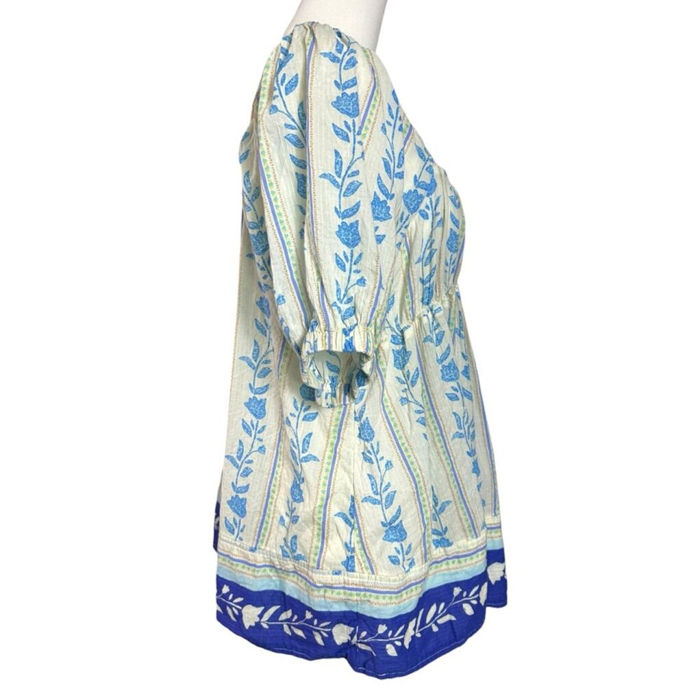 Free People Bohemian 70s Block Print Santorini Printed Babydoll Tunic Medium - Picture 3 of 16